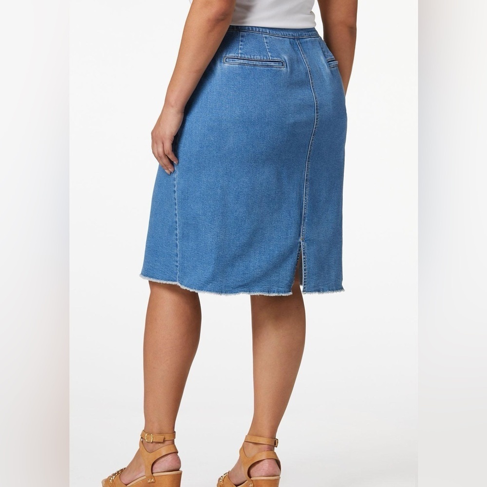 Cato Blue Denim Button-Front Skirt - Picture 2 of 7